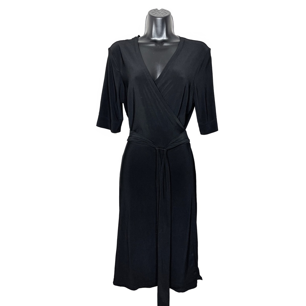 Daisy Fuentes Moda Black Wrap Midi Adjustable Waist Dress